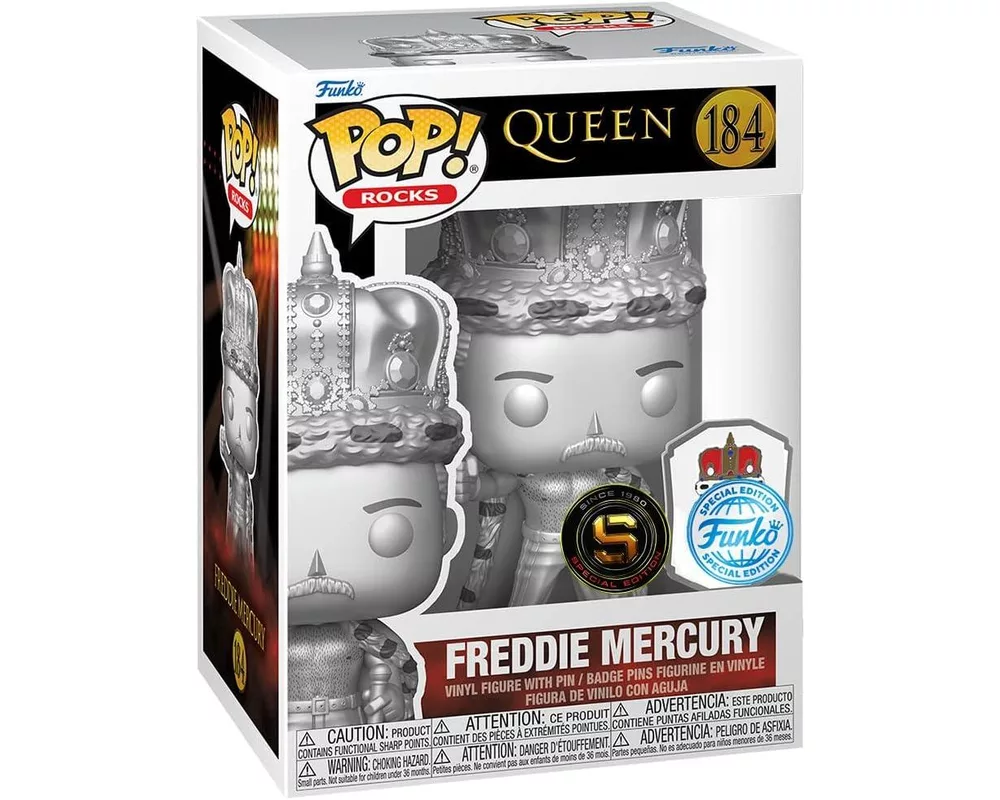 Фигурка Funko Pop! Rocks: Queen - Freddie Mercury King (Platinum) with Pin (Special Edition) #184 Vinyl 4