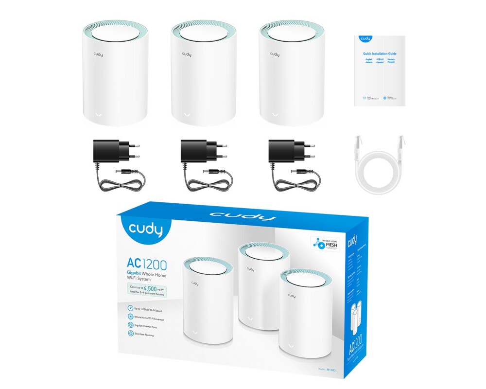 Рутер Cudy M1300, 3-pack, AC1200 Dual Band, 2.4/5 GHz, 300 - 867 Mbps 4