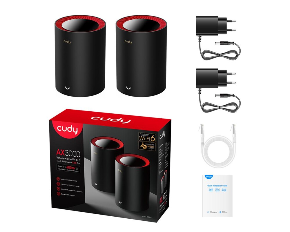 Рутер Безжична MESH система Cudy M3000, 2 броя, AX3000 Dual Band, 2.4/5 GHz, 574 - 2402 Mbps 4