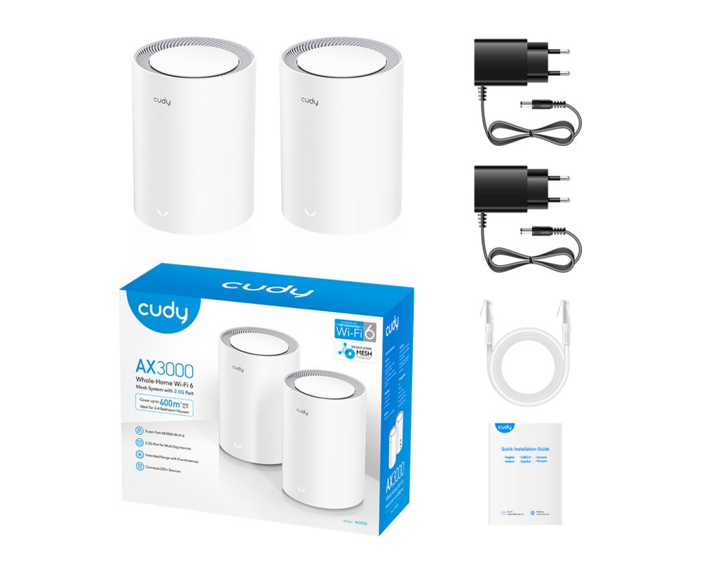 Рутер Безжична MESH система Cudy M3000, 2 броя, AX3000 Dual Band, 2.4/5 GHz, 574 - 2402 Mbps 8