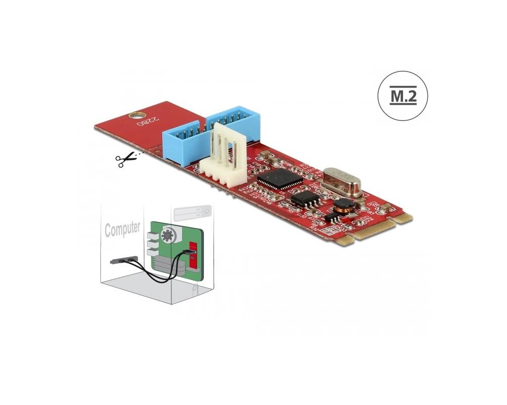 Адаптери Delock, M.2 Key B+M мъжко към 1 x USB 5 Gbps Pin Header 2