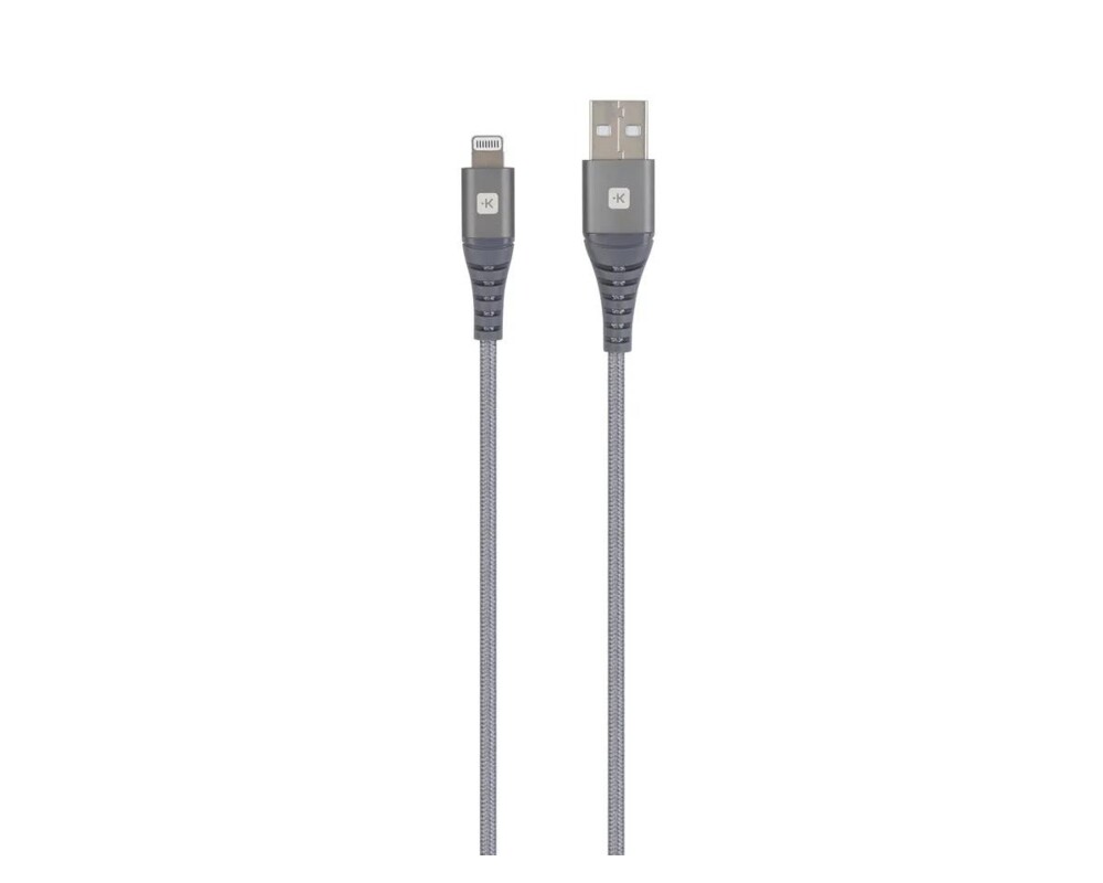 Кабел Skross, USB-A - Lightning, Метална оплетка, 1.20 м, Сив 2