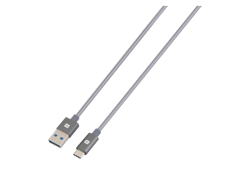 Кабел Skross, USB-A - USB-C, Метална оплетка, 1.20 м, Сив 2
