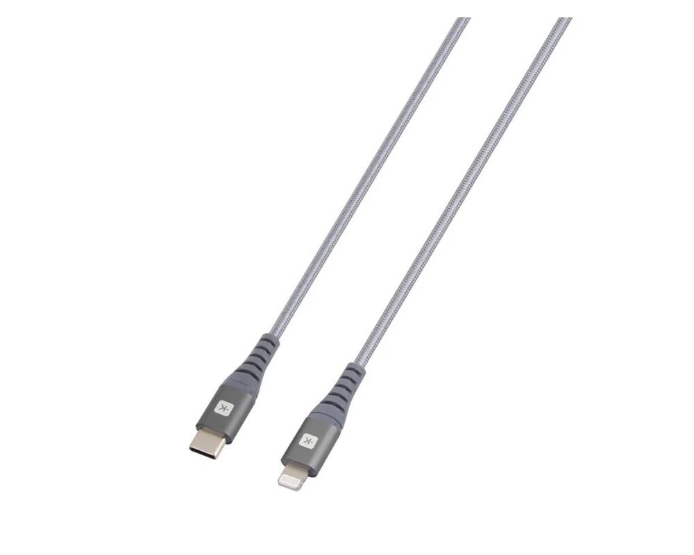 Кабел Skross, USB-C - Lightning, Метална оплетка, 1.20 м, Сив 2