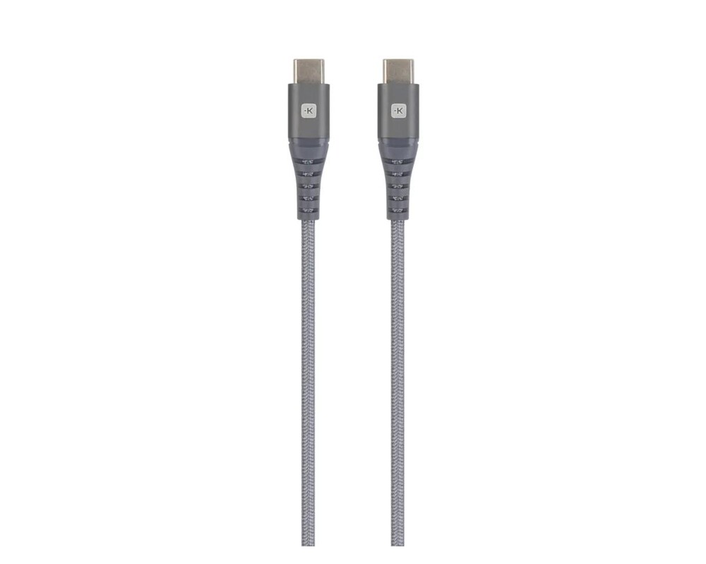Кабел Skross, USB-C - USB-C, Метална оплетка, 2.0 м, Сив