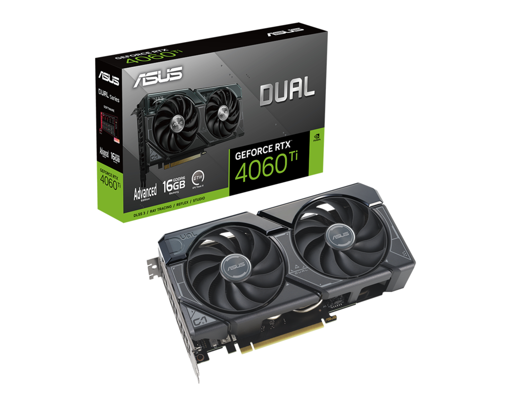 Видеокарта ASUS DUAL GeForce RTX 4060 TI Advanced Edition 16GB OC GDDR6 8