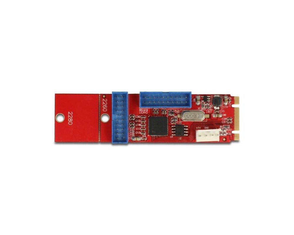 Адаптери Delock, M.2 Key B+M мъжко към 2 x USB 5 Gbps Pin Header 3