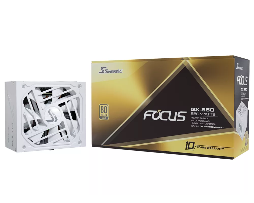 Захранване SEASONIC FOCUS GX-850 850W, White 80+ Gold PCIe 5.0, Fully Modular 8