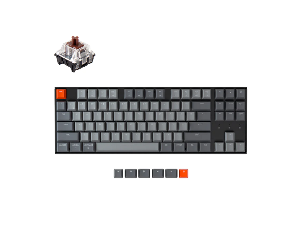 Клавиатура Геймърска Механична клавиатура Keychron K8 TKL, Hot-Swappable Gateron Optical Brown Switch RGB Backlight