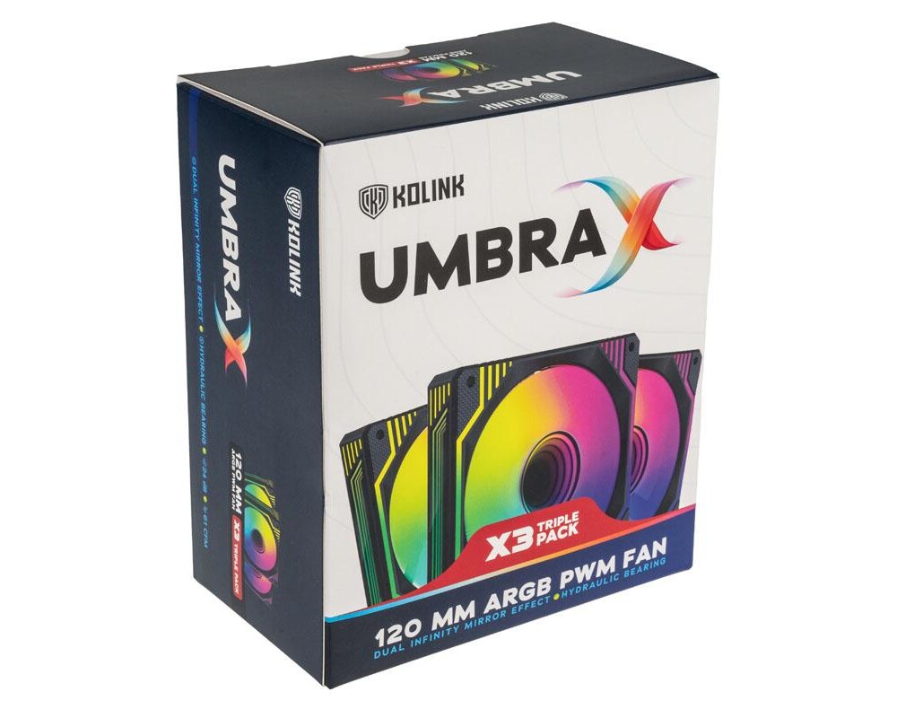 Вентилатор Комплект Вентилатори Kolink Umbra X 3 x 120mm ARGB High Performance PWM, Черен 7