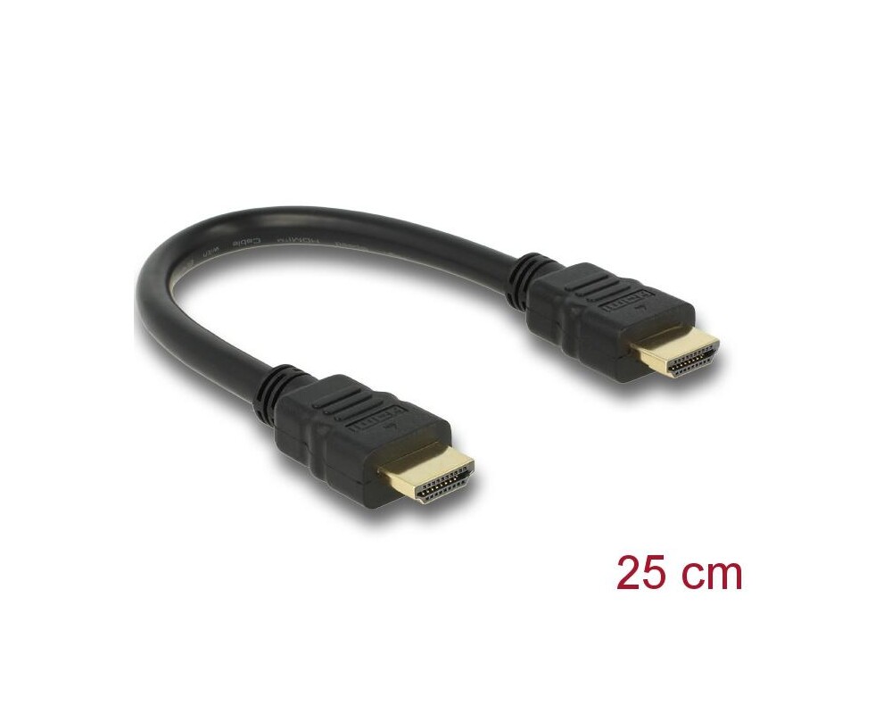 Кабел Delock High Speed, HDMI мъжко - HDMI A мъжко, 4K, 0.25 m, Ethernet 2