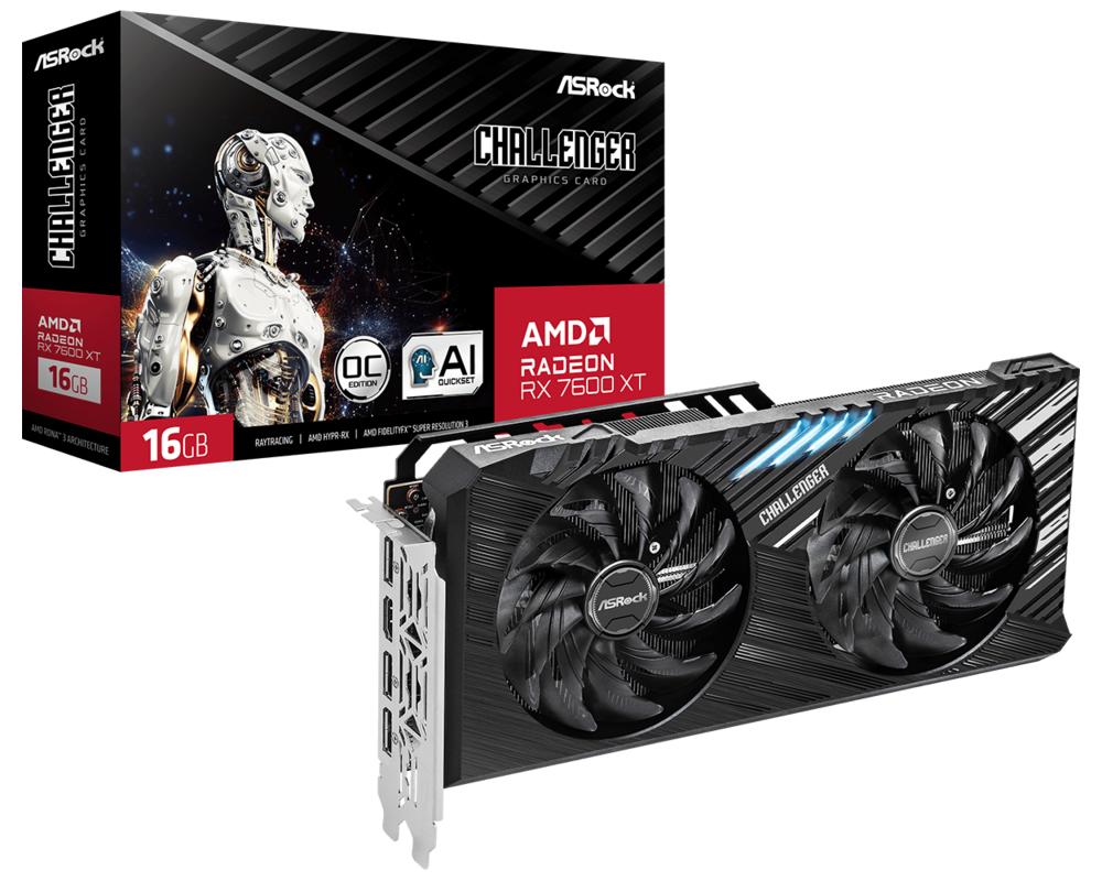 Видеокарта ASROCK AMD RADEON RX 7600 XT Challenger 16GB OC GDDR6 5