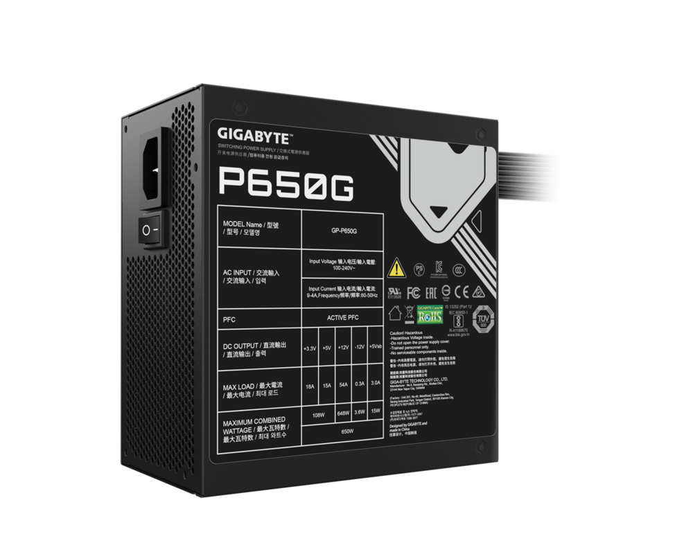 Захранване Gigabyte P650G, 650W, 80+ Gold 5