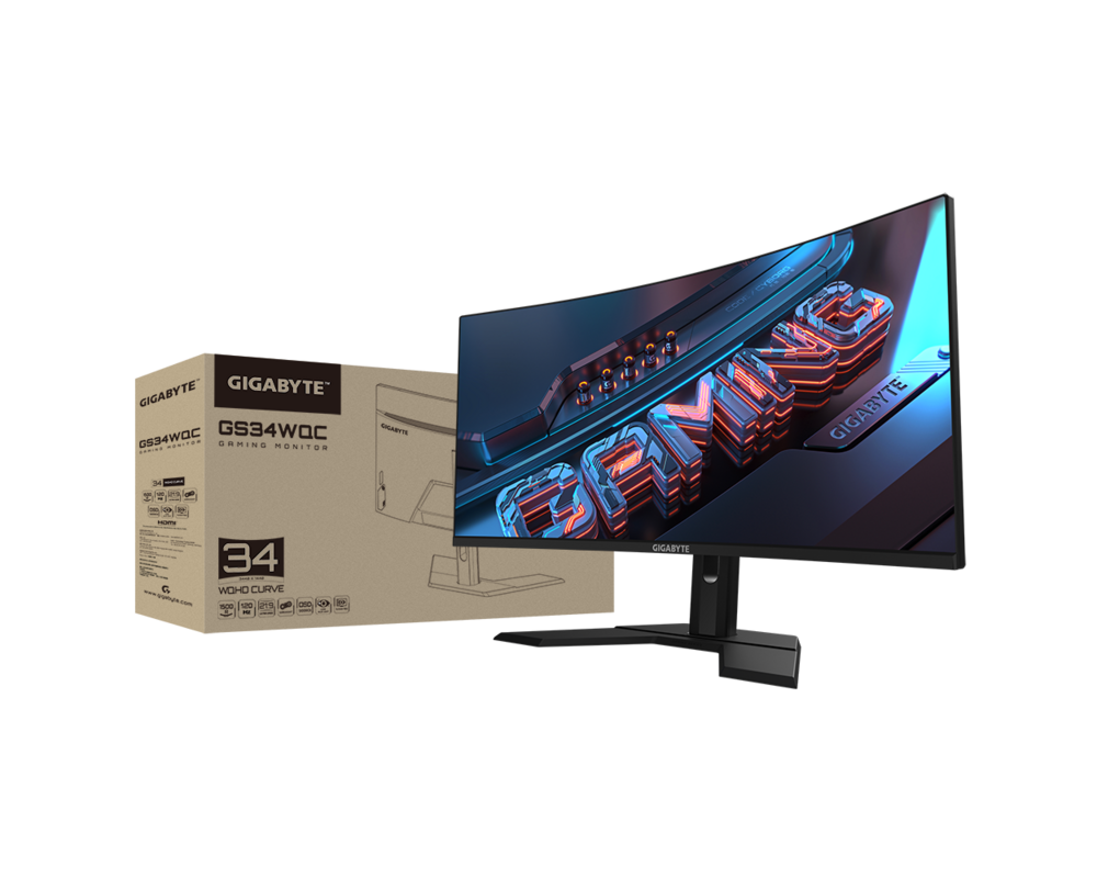 Монитор Gigabyte GS34WQC, 34" SS VA WQHD 3440x1440, Curved 1500R, 135Hz, 1ms, HDR Ready 9