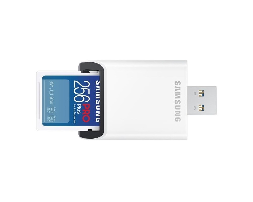 Флаш карта Samsung PRO Plus, SD Card, 256GB, USB Четец, Бяла 2