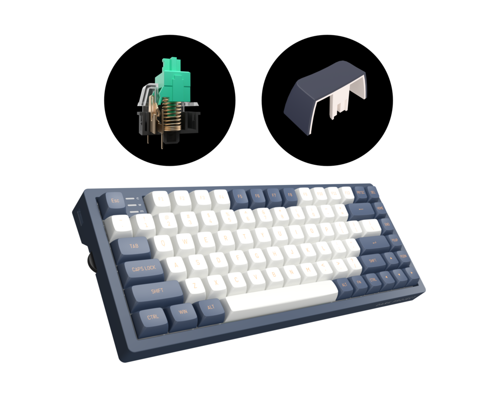 Клавиатура Геймърскa механична клавиатура Dark Project KD83A Ivory/Navy Blue RGB 75% - G3MS Sapphire Switches, PBT 4