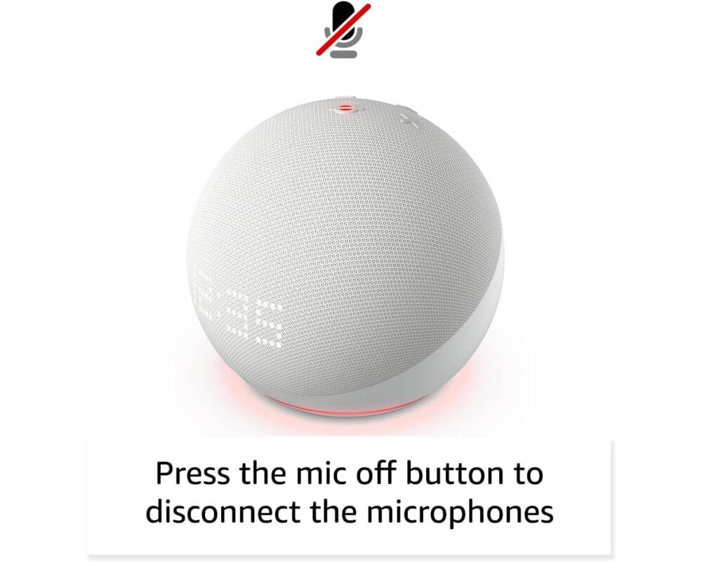 Тонколони Amazon Echo Dot 5, B09B8vn8yq, Гласов асистент, Alexa, Часовник, Бяла 2