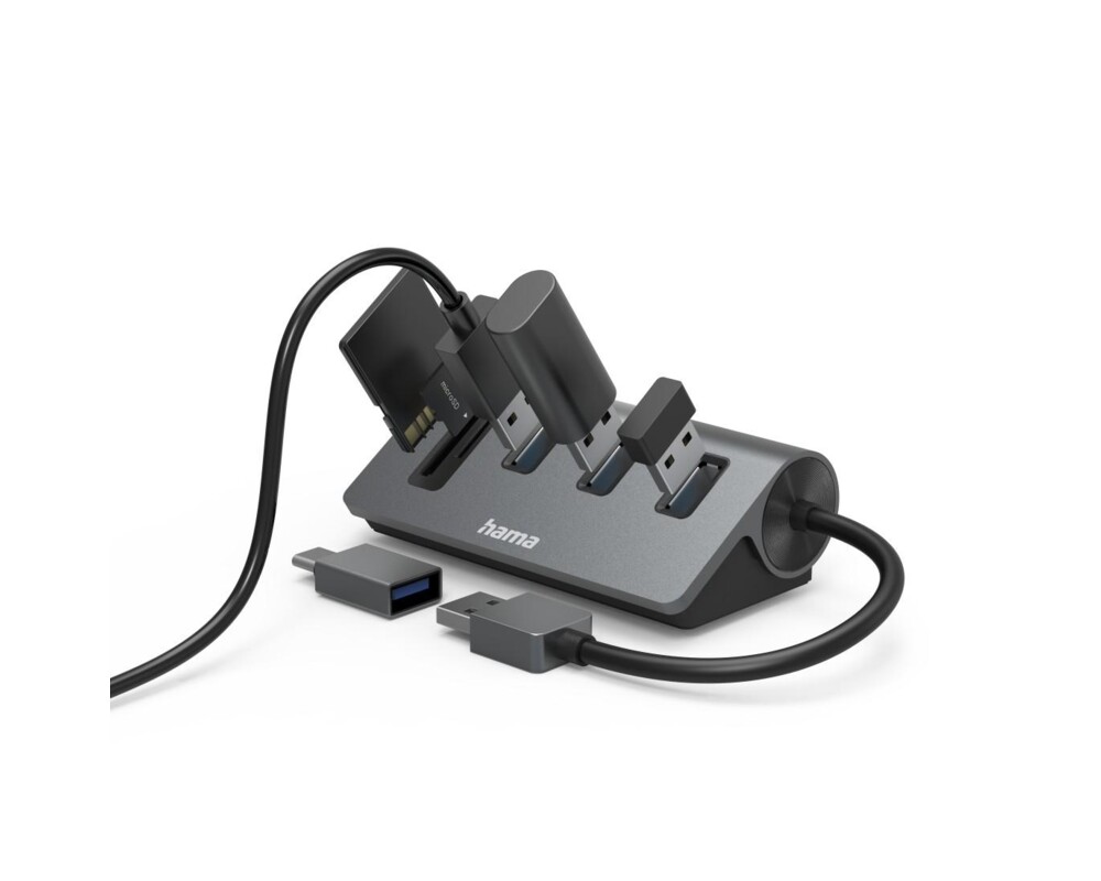 USB хъб HAMA USB хъб/четец на карти, 5 портов, 200140 3