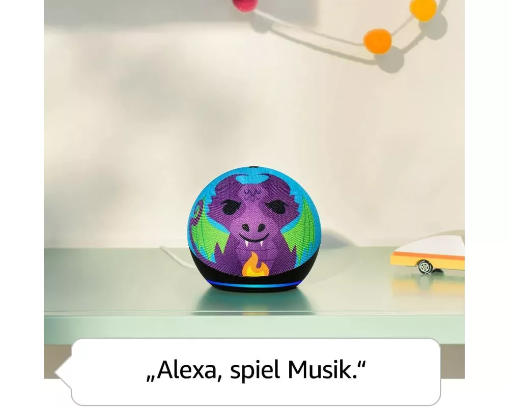 Тонколони Amazon Echo Dot Kids, Гласов асистент, Alexa, Дракон 3