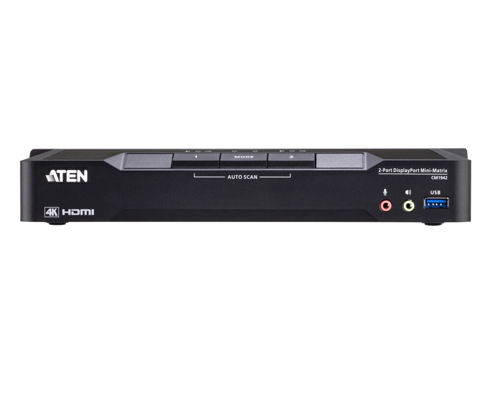 KVM switch KVM превключвател, ATEN CM1942, 2-портов, USB, HDMI, DisplayPort, Mini-Matrix Boundless 2