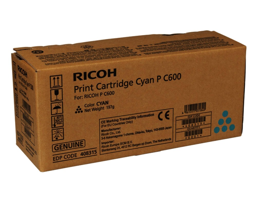 Тонер за принтер Тонер касета RICOH Print Cartridge P C600, 12000 p, Cyan 2
