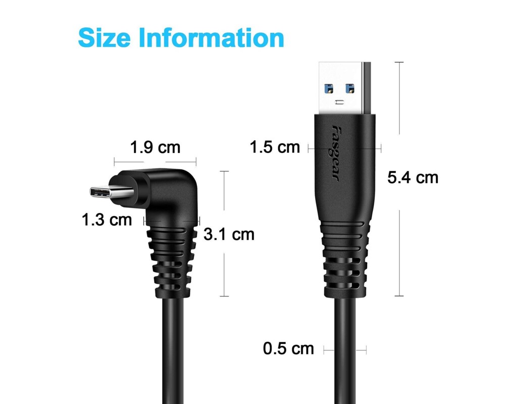 Очила за VR Кабел Fasgear USB-C - USB-A, USB 3.0, 5m за Oculus Quest 6
