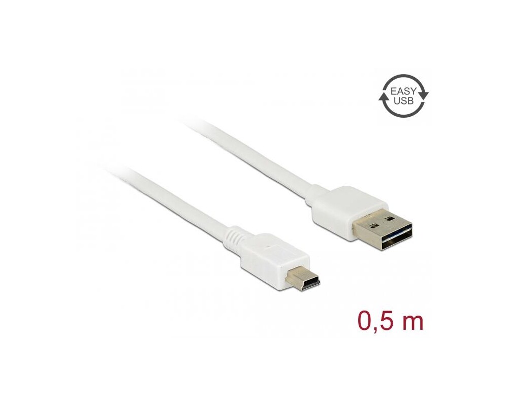 Кабел DeLock EASY, USB 2.0 Type-A мъжко > USB 2.0 Type Mini-B мъжко 0.5 m 2