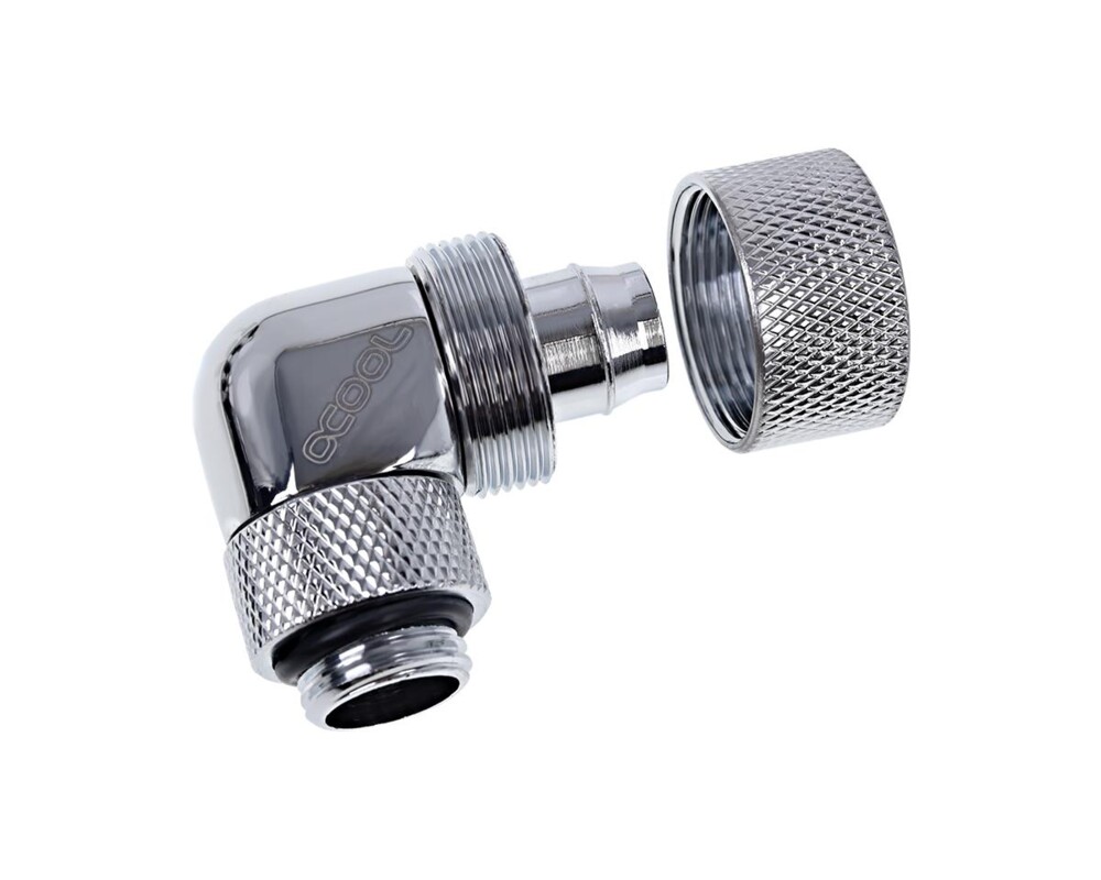 Част за охладител Alphacool Eiszapfen, , 90°, 16/10mm, G1/4, Сребрист 3