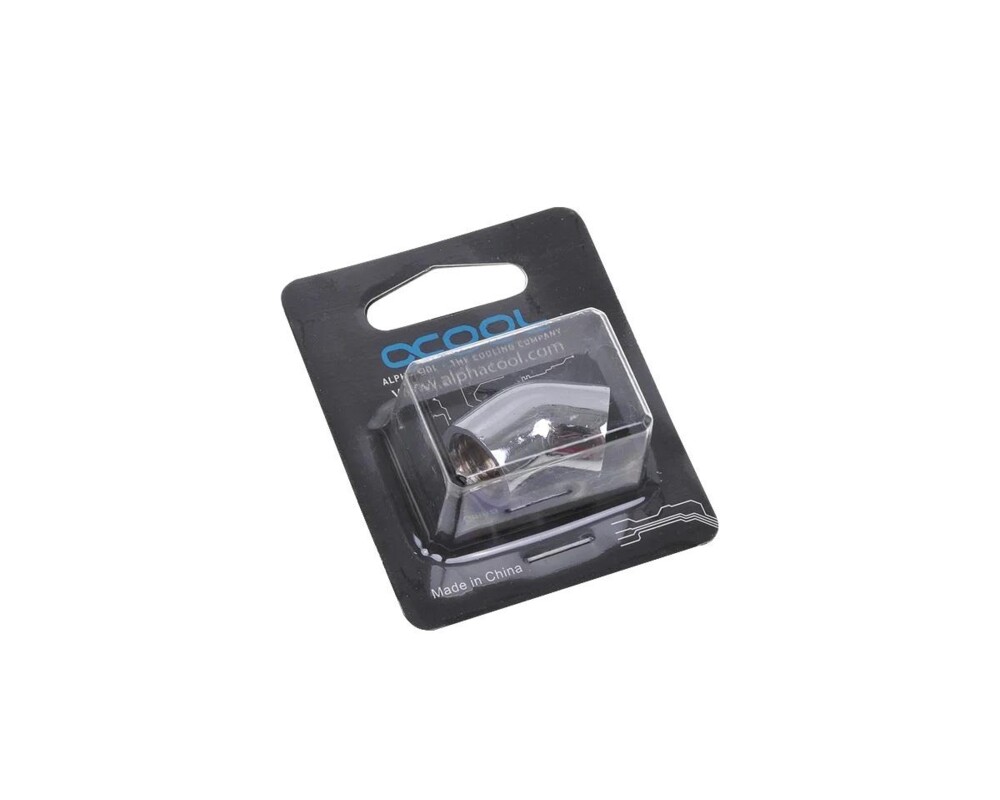 Част за охладител Alphacool HF, Вътрешна резба G1/4 - G1/4, 45°, Хром 3