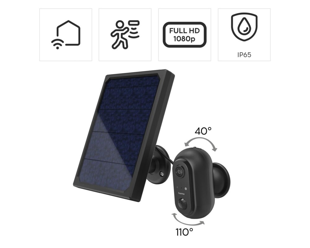 Цифрова IP камера  WiFi   Hama, Със соларен панел, Батерии, Детектор за движение, 1080p 8
