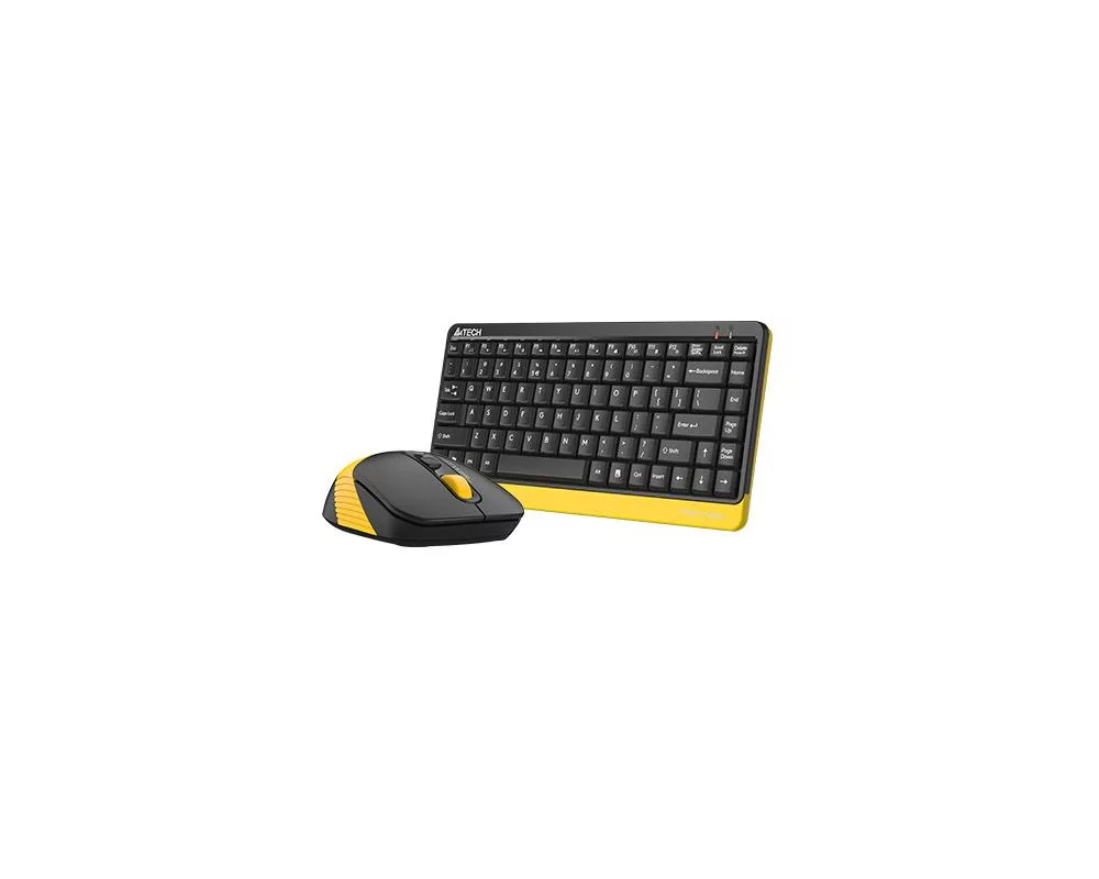 Клавиатура Комплект клавиатура и мишка A4TECH Fstyler FG1110, Безжичен, Черен/Жълт 4