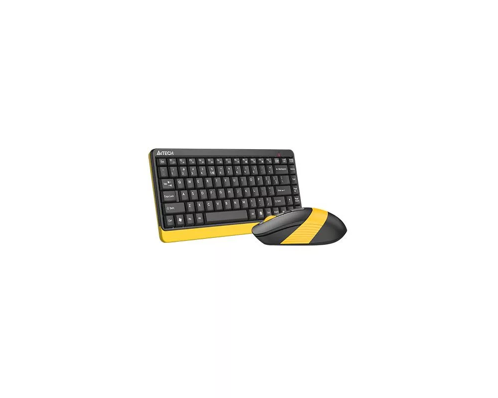Клавиатура Комплект клавиатура и мишка A4TECH Fstyler FG1110, Безжичен, Черен/Жълт 3