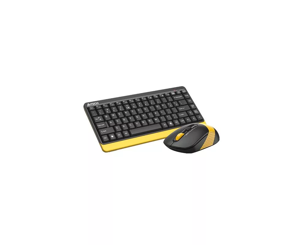 Клавиатура Комплект клавиатура и мишка A4TECH Fstyler FG1110, Безжичен, Черен/Жълт 2