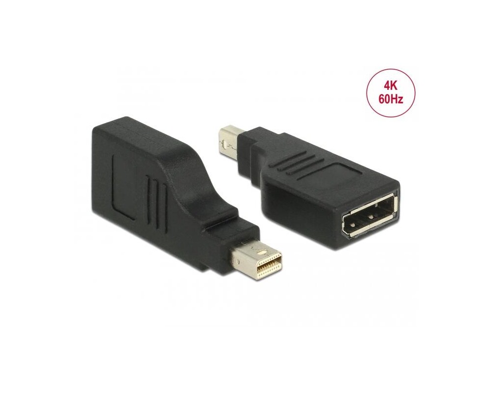 Адаптери Delock, mini DisplayPort 1.2 мъжко - DisplayPort женско, 4K, 90°