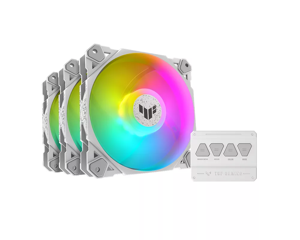 Вентилатор Комплект Вентилатори 3в1 ASUS TUF GAMING TF120 WHITE EDITION, 120mm, 1900 rpm, ARGB 2