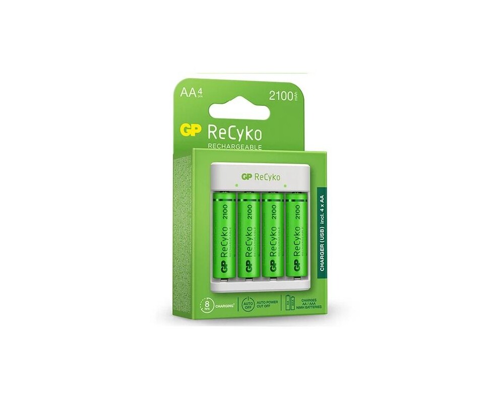 Зарядно  GP BATTERIES E411 +  2100mAh AA, За 4 броя, NiMH 3