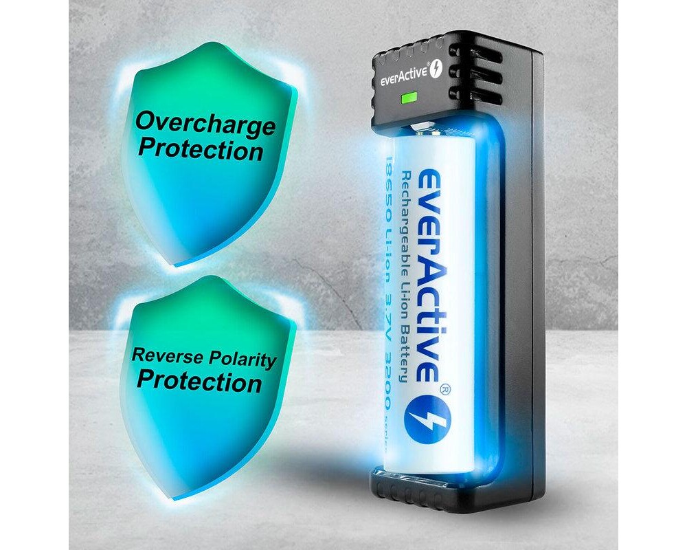 Зарядно  за LiIon батерии 3,7v CR18650,CR123,14500 1 гнездо USB micro LC-100 EverActive 2