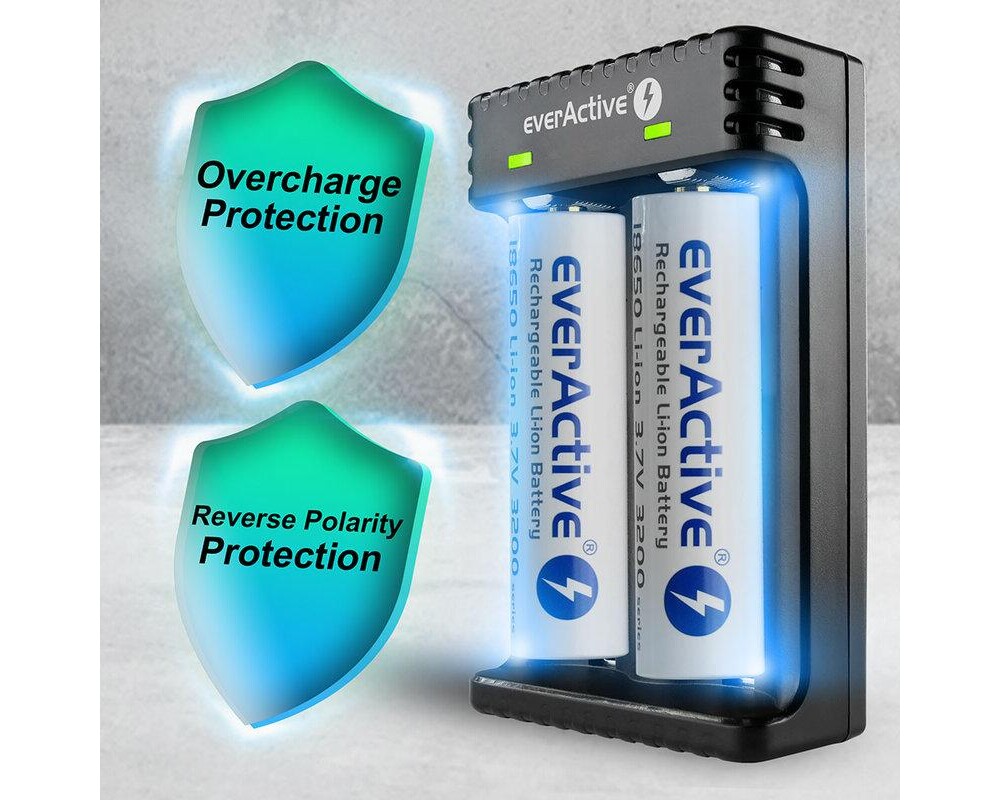 Зарядно  за LiIon батерии 3,7v CR18650,CR123,14500 2 гнездa USB micro LC-200 EverActive 2