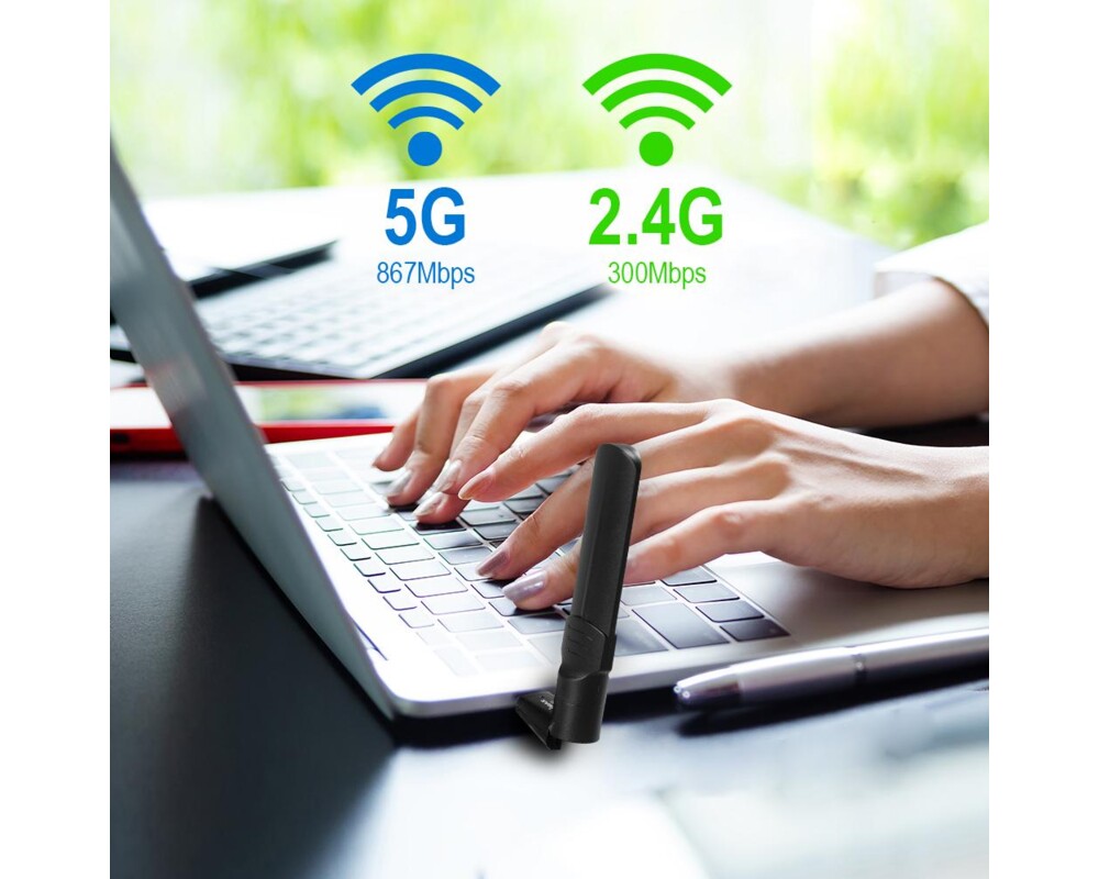 Мрежова карта адаптер EDIMAX EW-7822UAD, USB, Realtek, 2.4Ghz/5GHz, AC1200, с външна антена 3