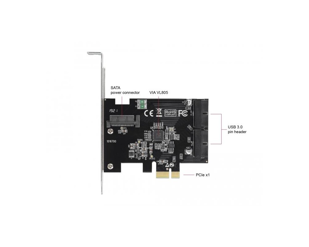 Контролер Карта Delock, PCI Express x1 към USB 3.0 Pin Header 4