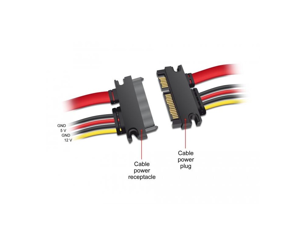 Кабел DeLock SATA 6 Gb/s 22 pin plug - SATA 22 pin (5 V + 12 V), 30 cm 3