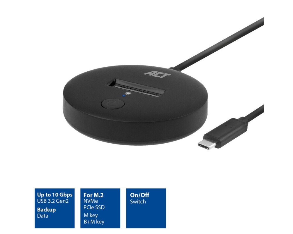 Адаптери Докоинг станция ACT, USB-C - M.2 NVMe/PCIe SSD, 10 Gbps 2