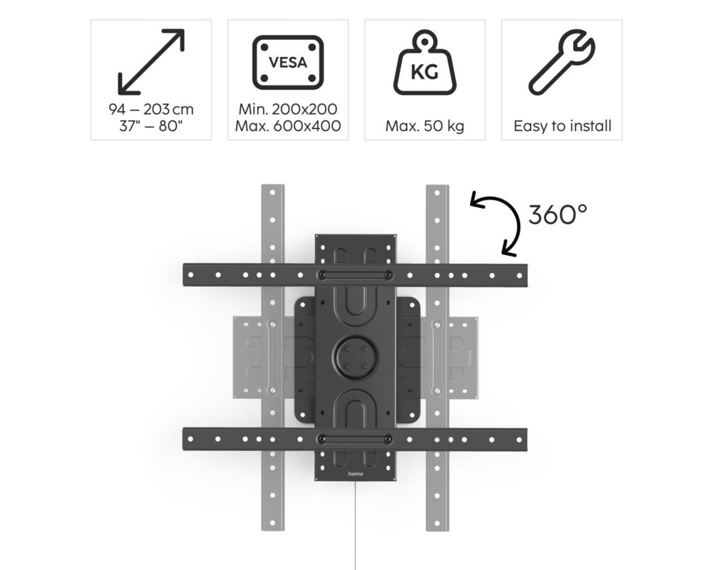 Стойка HAMA, 203 см (80"), 360 °, до 50 кг, 220857 5
