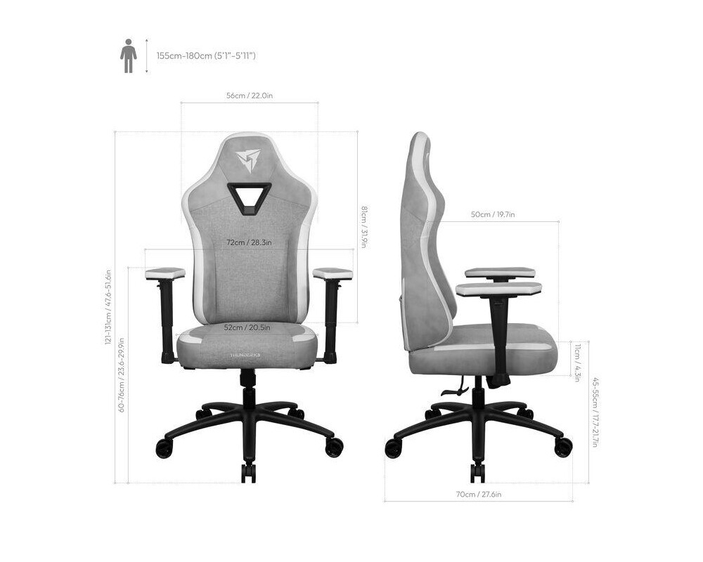 Геймърски стол ThunderX3 EAZE Loft - Сив 8