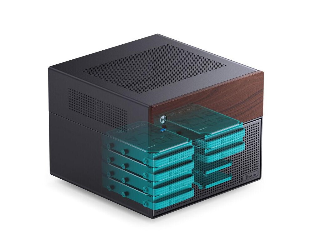 Кутия Jonsbo N4 NAS, m-ATX, Black 6