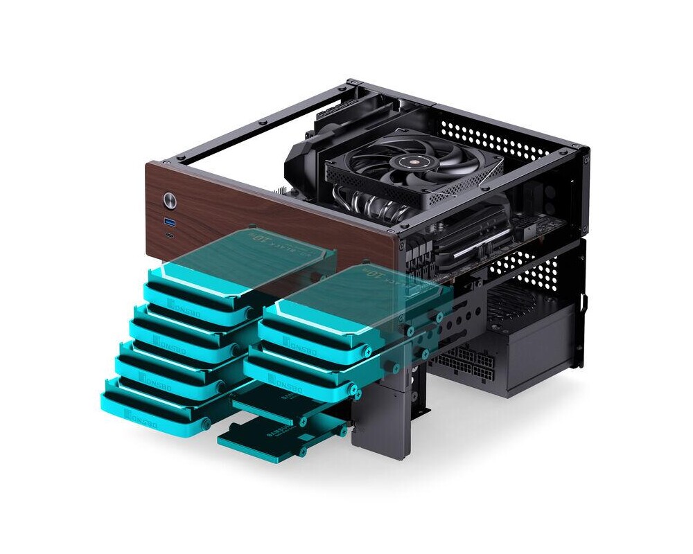 Кутия Jonsbo N4 NAS, m-ATX, Black 5