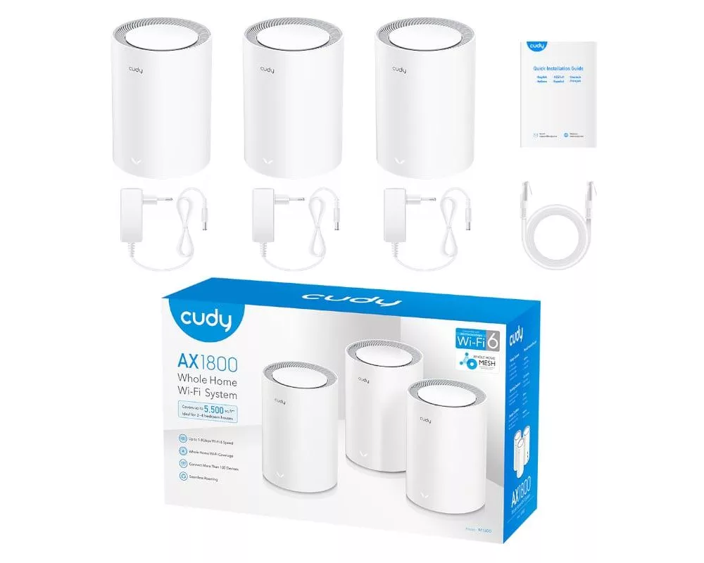 Рутер Безжична Mesh система Cudy AX1800, 3 - Pack, 2.4/5 GHz, 574 - 1201 Mbps 4