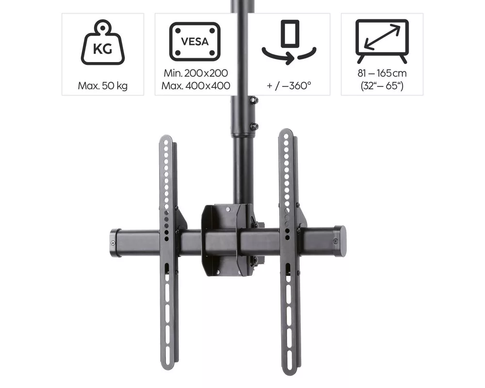 Стойка за таван Hama TV, въртяща се, накланяща се, 165 см (65") до 50 кг, 220878 10