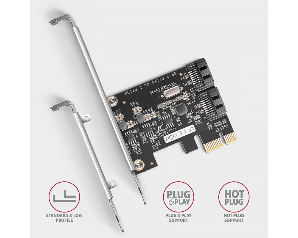 Контролер ESTILLO AXAGON PCES-SJ2, PCI-ex, За 2 бр. вътрешни SATA 6G порта 3