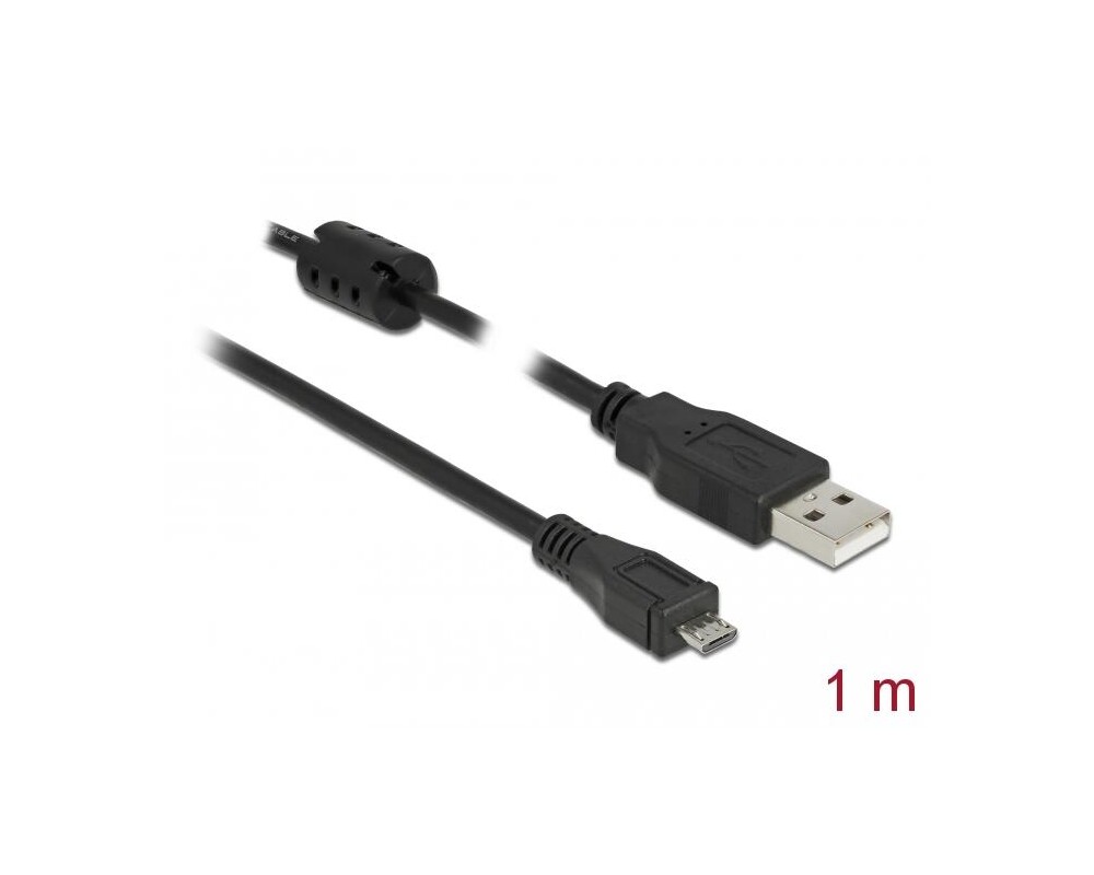 Кабел DeLock, USB-A мъжко - MicroUSB-B мъжко, USB 2.0, 1 м, Черен 2